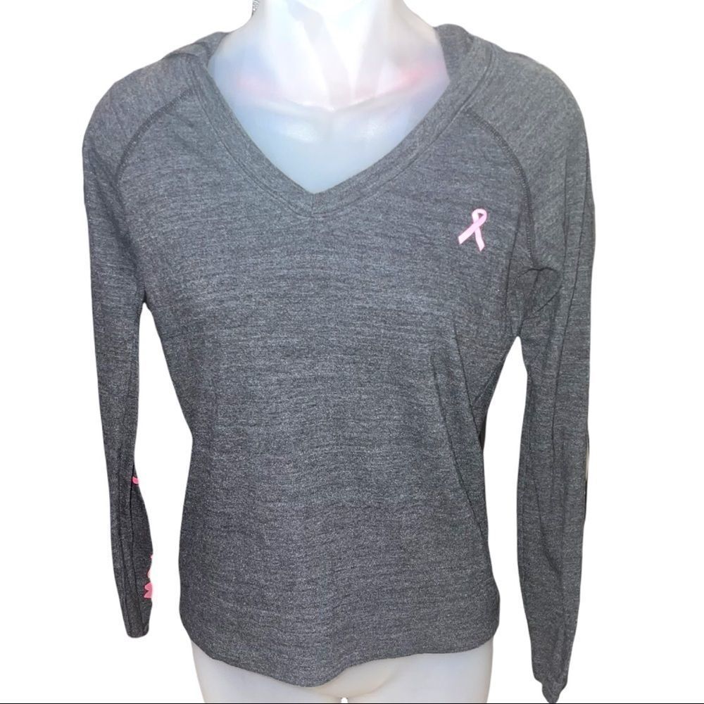 Under Armour Heathered Grey Lightweight Hoodie‎ - Breast Cancer Awareness